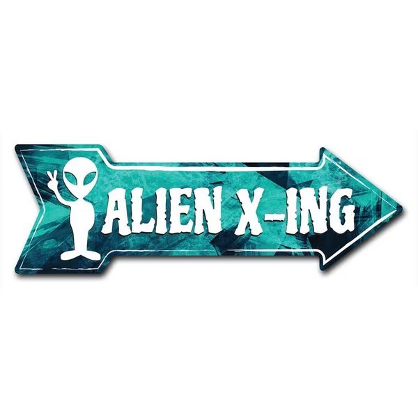 Alien X-ing Arrow Decal Funny Home Decor 24in Wide, Signmission, Mfr#: D-A-8-999990